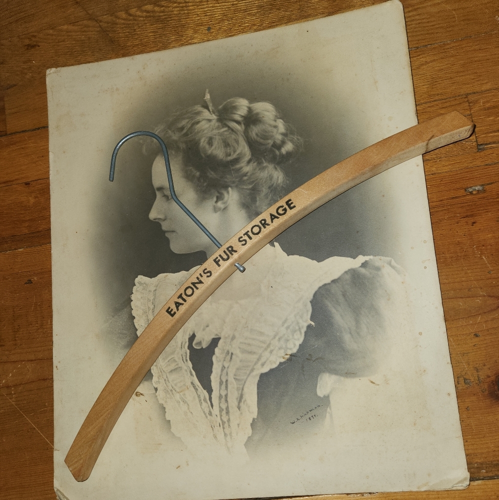 Vintage Collectible Eaton's Fur Storage Wooden Store Clothing Hanger